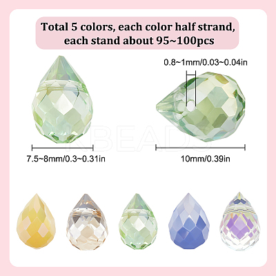 250pcs 5 Colors Transparent Electroplate Glass with Imitation Jade Glass Beads Strands EGLA-SP0001-06-1