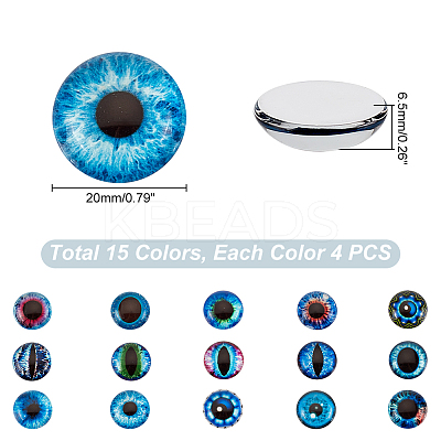 60Pcs 15 Colors Glass Cabochons GGLA-GA0001-36-1