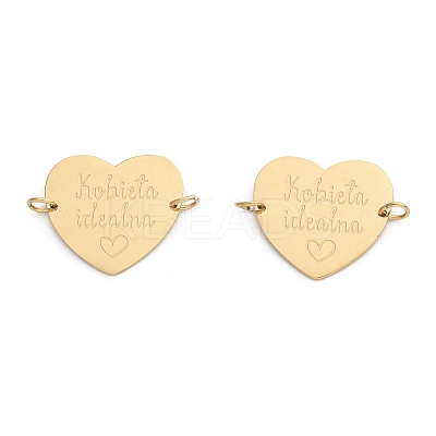 304 Stainless Steel Heart Connector Charms STAS-P396-03D-G-1