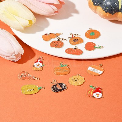 30Pcs 15 Styles Thanksgiving Day Golden Tone Alloy Enamel Pendants ENAM-FS0002-02-1
