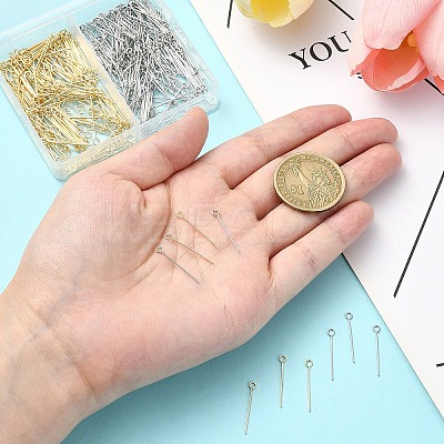400Pcs 2 Colors 304 Stainless Steel Eye Pin FIND-YW0005-14-1