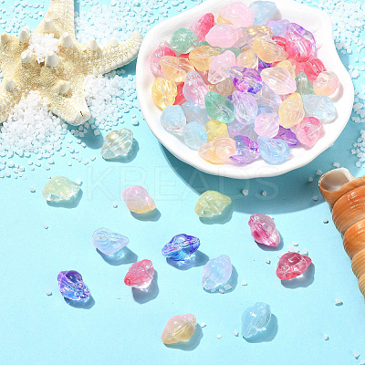 100Pcs 10 Colors Transparent Spray Paint Glass Beads GLAA-CJ0002-72-1