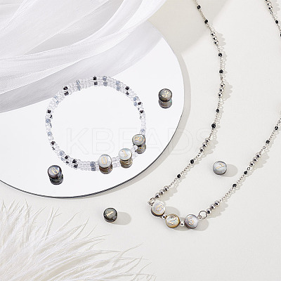 10Pcs 10 Styles Natural Black Lip Shell Flat Round Beads BSHE-PH0001-61-1