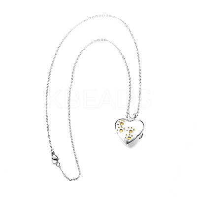 316L Surgical Stainless Steel Heart with Paw Print Urn Ashes Pendant Necklace with Enamel BOTT-PW0002-018D-1