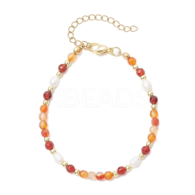 Natural Carnelian Beaded Bracelets BJEW-JB11763-01-1