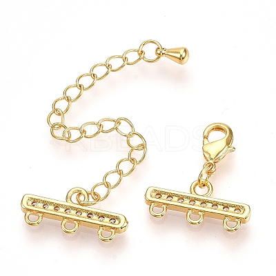 Brass Micro Pave Cubic Zirconia Chain Extender ZIRC-Q022-029G-NR-1