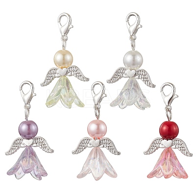 Angel Acrylic & Glass Pearl Pendant Decoration X1-HJEW-JM02364-01-1