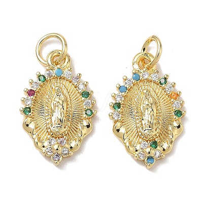 Holy Virgin Theme Brass Cubic Zirconia Pendants KK-L253-32G-02-1