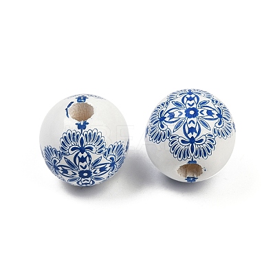 Spray Painted Wood European Beads WOOD-F017-08C-1