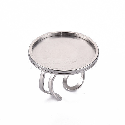 Non-Tarnish 201 Stainless Steel Cuff Pad Ring Settings X-STAS-S080-040G-P-1