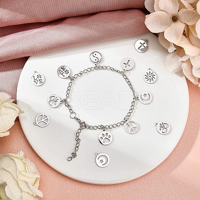 32Pcs 8 Style 304 Stainless Steel Charms STAS-BC0002-99-1