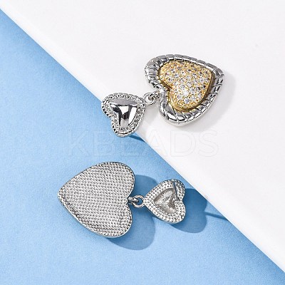 Brass Micro Pave Clear Cubic Zirconia Dangle Earrings EJEW-D322-01P-1