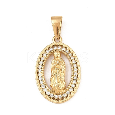 304 Stainless Steel with Rhinestone Pendants STAS-Z171-24G-01-1