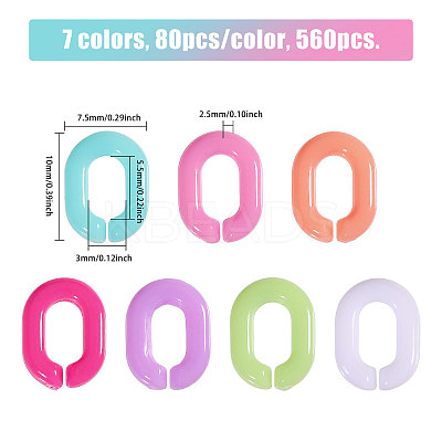560Pcs 7 Colors Opaque Acrylic Linking Rings MACR-CA0001-41-1