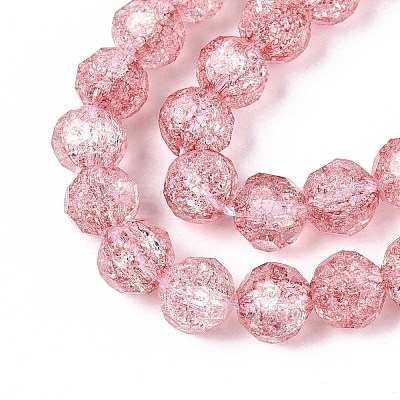 Transparent Crackle Glass Beads Strands GLAA-N053-10mm-07-1