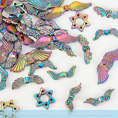 32Pcs 8 Style Rack Plating Alloy Beads FIND-PH0007-63-1