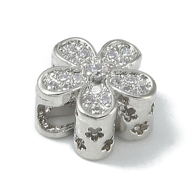 Rack Plating Brass Micro Pave Clear Cubic Zirconia Beads KK-A220-11B-P-1