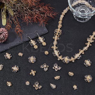 100Pcs 10 Styles Metal Enlaced Transparent Acrylic Beads MACR-DC0001-17-1