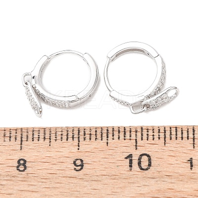 Zipper 925 Sterling Silver Micro Pave Clear Cubic Zirconia Hoop Earrings EJEW-K317-01P-1