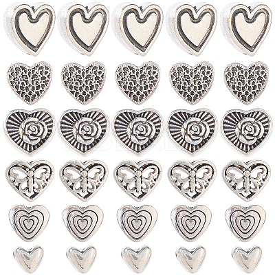 120Pcs 6 Styles Tibetan Style Alloy Beads TIBE-SP0001-22C-1