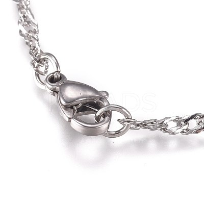 Non-Tarnish 304 Stainless Steel Singapore Chain Necklaces MAK-L015-25C-P-1