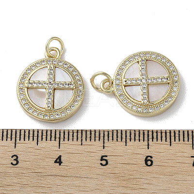 Brass Micro Pave Clear Cubic Zirconia Cross Pendants KK-G485-32G-01-1