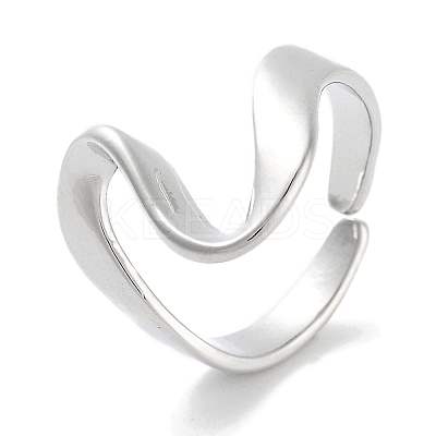 Heart Rack Plating Brass Open Cuff Rings RJEW-Z059-16P-1