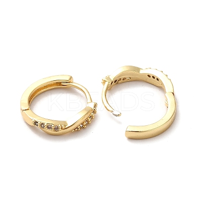 Clear Cubic Zirconia Twist Hoop Earrings ZIRC-Q201-19G-1