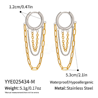304 Stainless Steel Geometric Tassel Hoop Earrings for Women LW5762-2-1