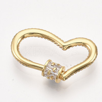 Brass Micro Pave Cubic Zirconia Screw Carabiner Lock Charms ZIRC-S061-95G-1