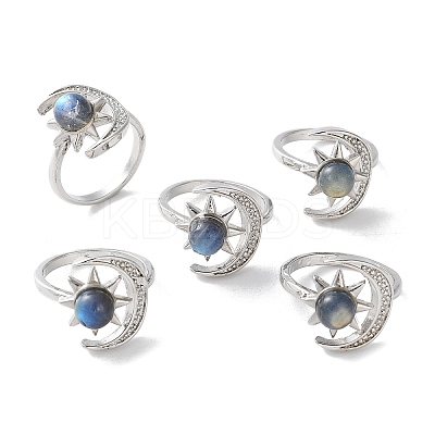 Natural Labradorite Finger Rings RJEW-E067-04P-1