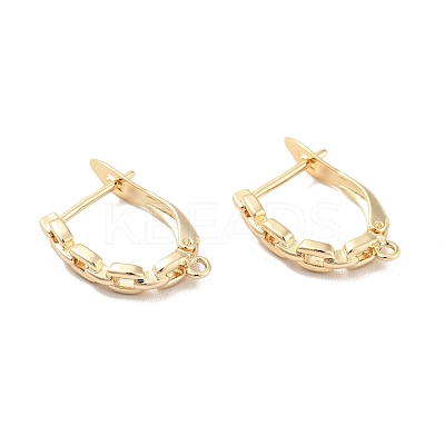 Cross Chain Shape Rack Plating Brass Hoop Earring Findings with Latch Back Closure KK-D083-07G-1