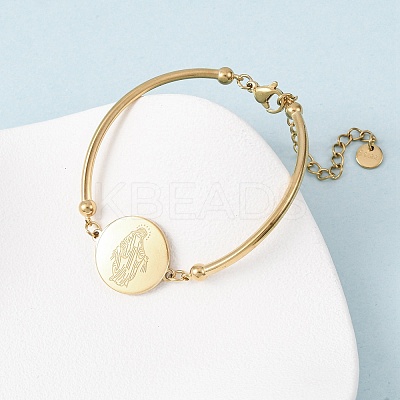 Religion 304 Stainless Steel Link Bracelets for Women BJEW-F524-02C-G-1