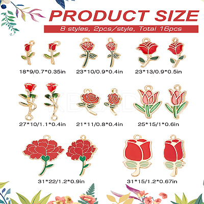 16Pcs 8 Styles Rack Plating Alloy Enamel Pendants ENAM-LP0001-10-1