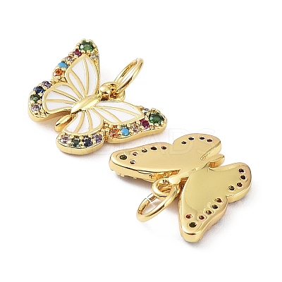 Rack Plating Brass with Cubic Zirconia Enamel Charms X-KK-B076-06G-1