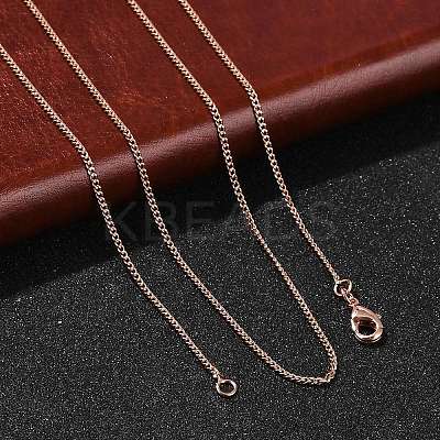 1mm Rack Plating Brass Curb Chain Necklaces for Women Men MAK-L044-26RG-1