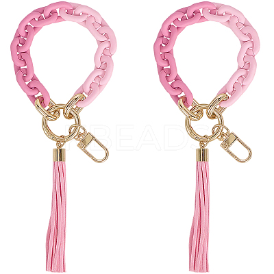 2Pcs Acrylic & Zine Alloy & PU Pendant Decoration KEYC-CL0001-44A-1