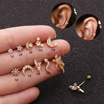 Brass Micro Pave Clear Cubic Zirconia Cartilage Earrings for Women WG50079-09-1