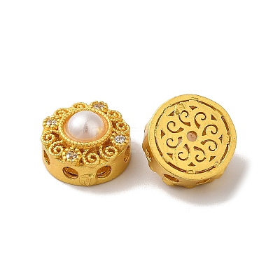 Rack Plating Hollow Brass Cubic Zirconia Beads KK-K381-21A-MG-1
