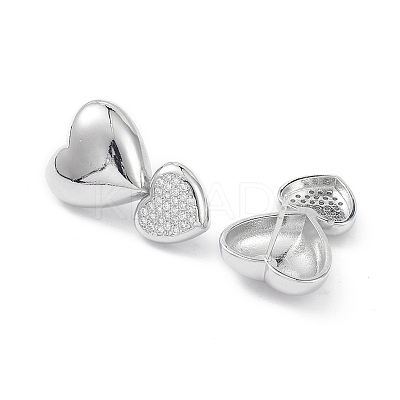 Heart Rack Plating Brass Cubic Zirconia Stud Earrings for Women EJEW-K245-14P-1