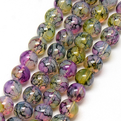 Baking Paint Glass Beads Strands DGLA-Q023-6mm-DB59-1