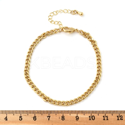 Brass Curb Chain Bracelets for Women Men BJEW-F494-01G-01-1
