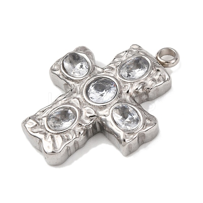 304 Stainless Steel Micro Pave Cubic Zirconia Pendants STAS-P421-02P-1