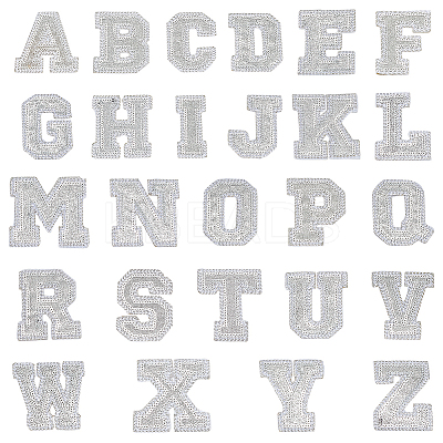 26Pcs Letter A~Z Glitter Powder with Paillette Sew on Cloth Patches PATC-MA0001-54B-1