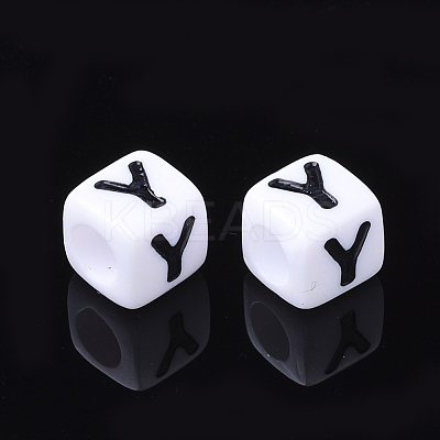 Acrylic Horizontal Hole Letter Beads X-PL37C9129-Y-1