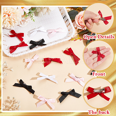 Bowknot Polyester Alligator Hair Clips AJEW-CP0008-35B-1
