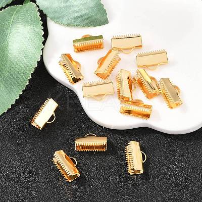 SHEGRACE Brass Ribbon Crimp Ends XGR0061G-60G-1