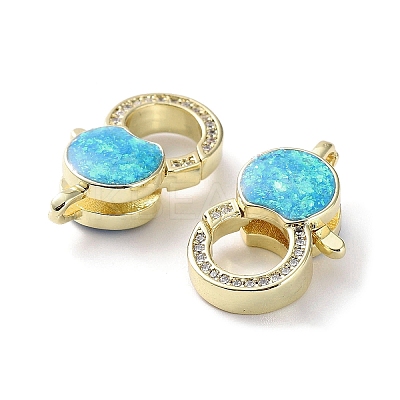 Rack Plating Brass Micro Pave Cubic Zirconia Lobster Claw Clasps KK-C041-03B-G-1
