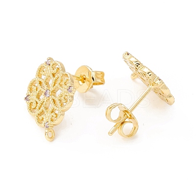 Brass Micro Pave Clear Cubic Zirconia Stud Earring Findings MAK-I018-10G-NR-1