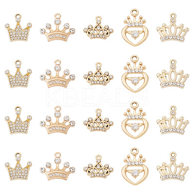 30Pcs 5 Style Alloy Rhinestone Pendants FIND-TA0009-16-1